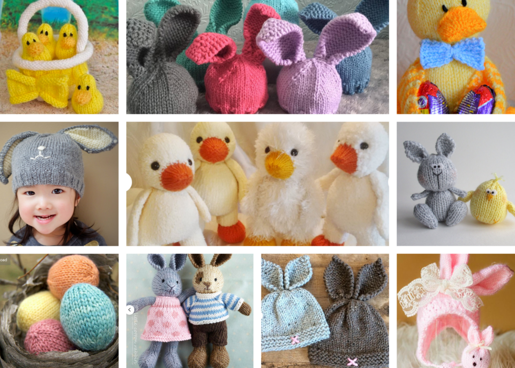 easter knitting collage