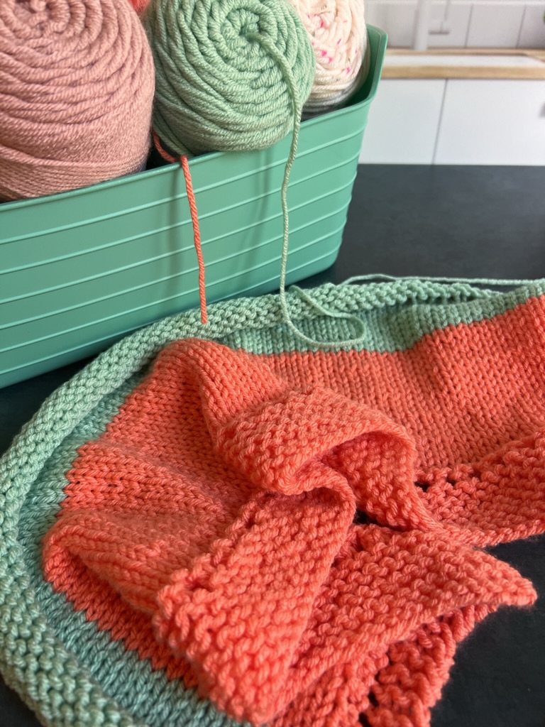 mango and green baby blanket