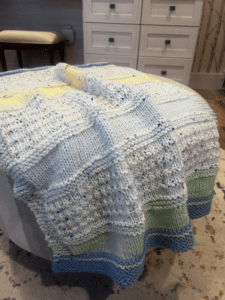 textured wide stripes on baby blanket