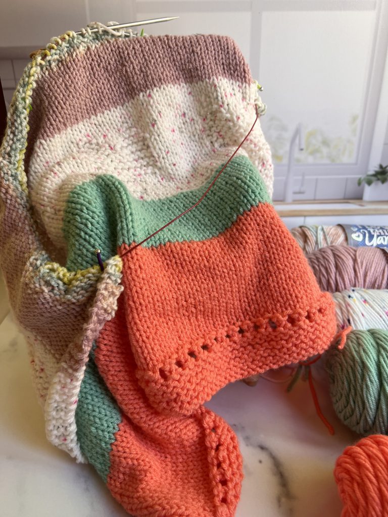 colorful striped knit blanket