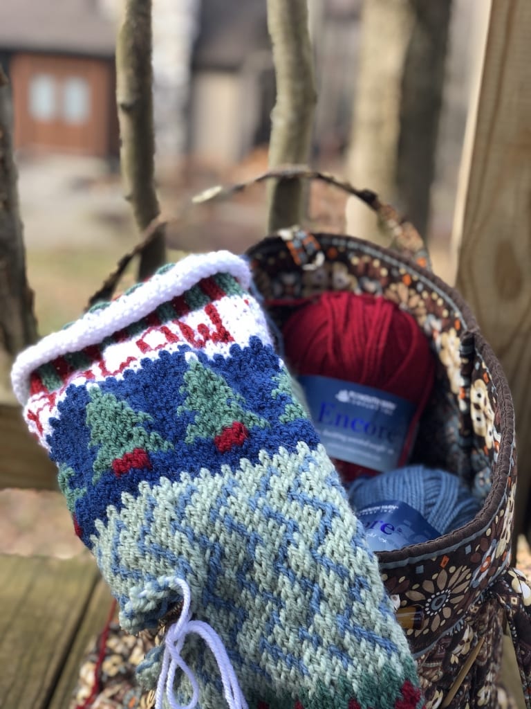 christmas stocking and encore yarn
