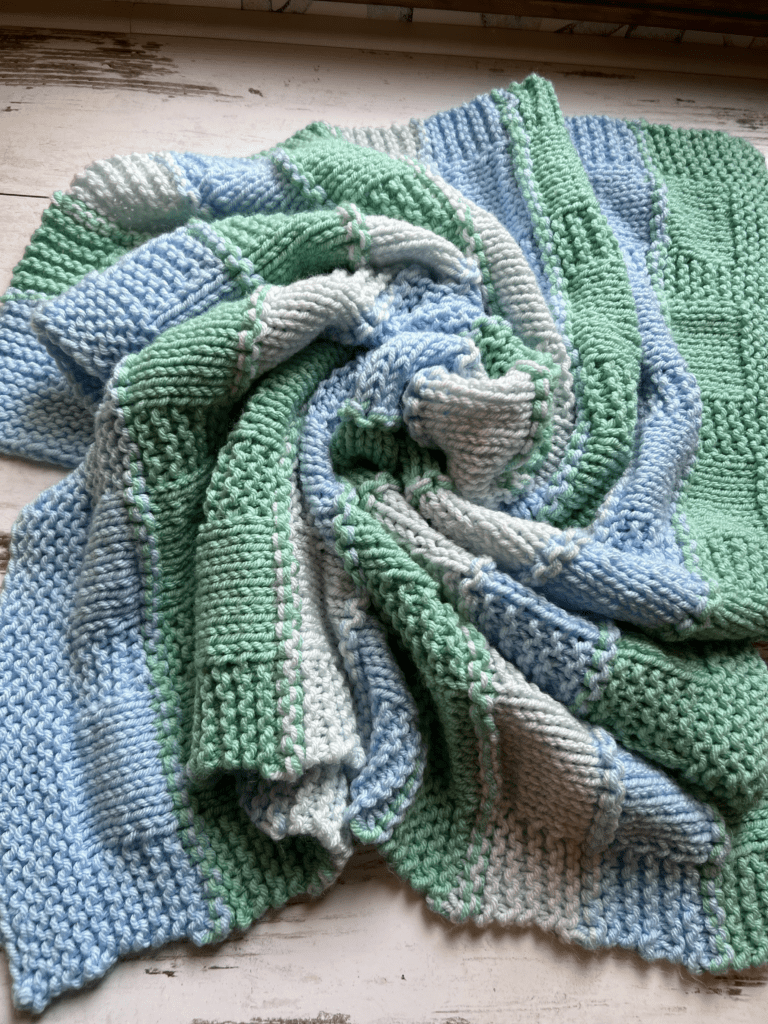baby knit blanket in a swirl