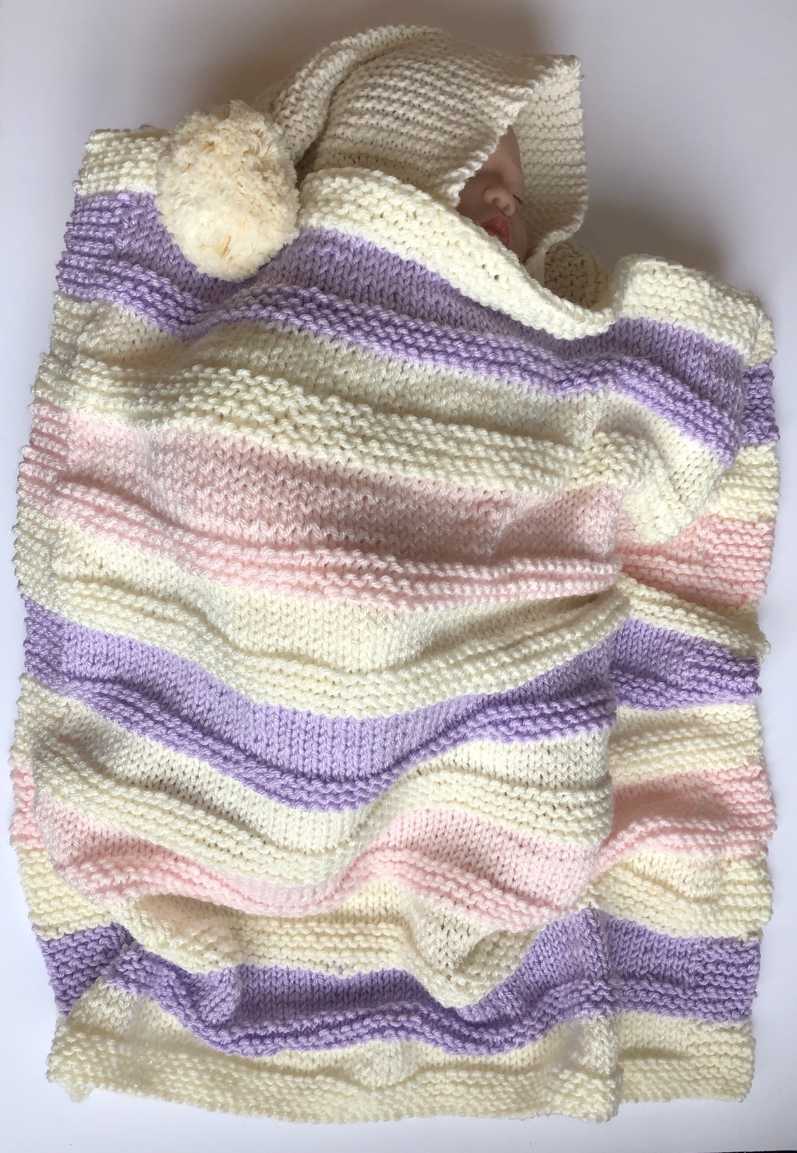 Baby Blanket Crochet Baby Blanket Knit Baby Blanket PinkPurple Multi Knit Stroller Blanket