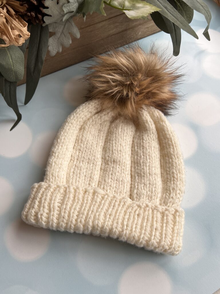 winter white pompom hat
