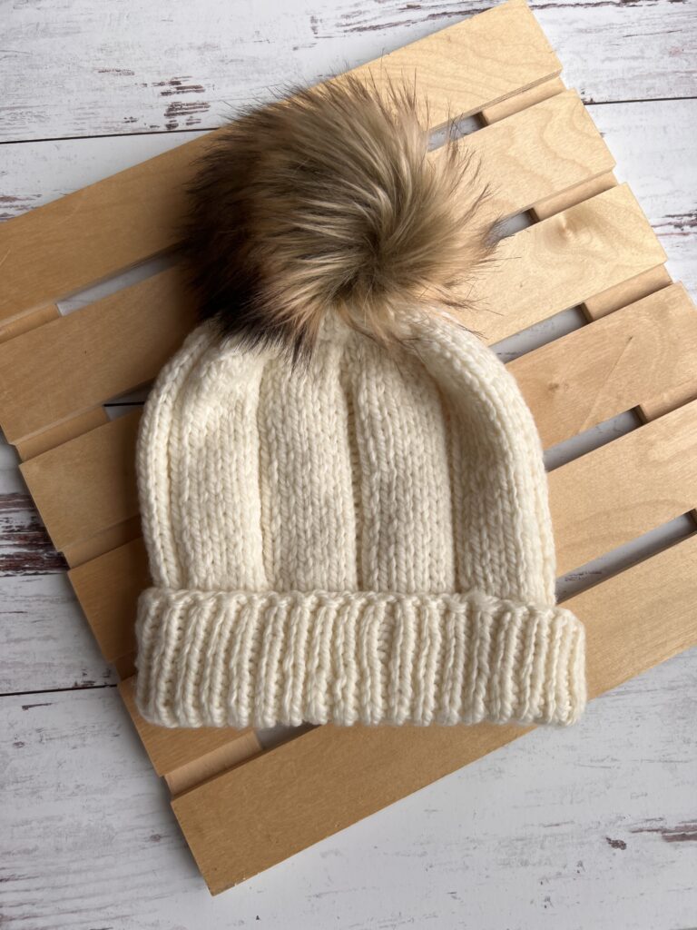 knit ski hat with pompom