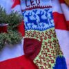 Christmas stocking with reindeer handknit