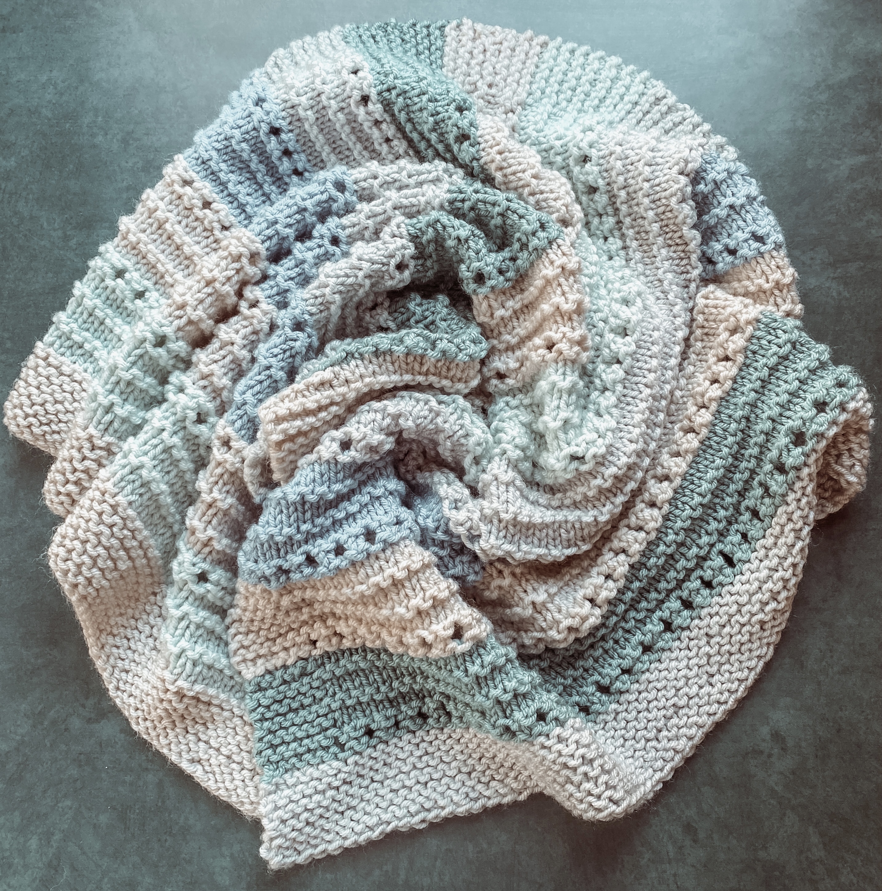 striped hand knit baby blanket