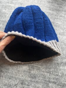 knit hat showing the inside lining