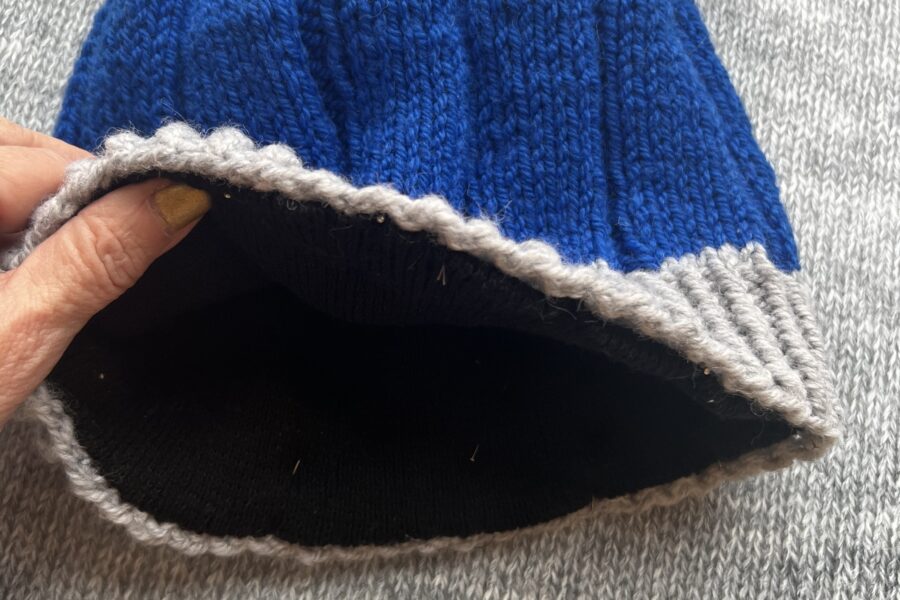 knit hat showing the inside lining