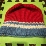 red blue and gray beanie