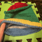 inside out hat in yellow and green