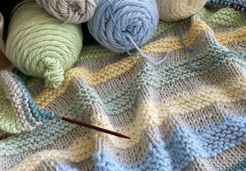 yarn and knit blanket