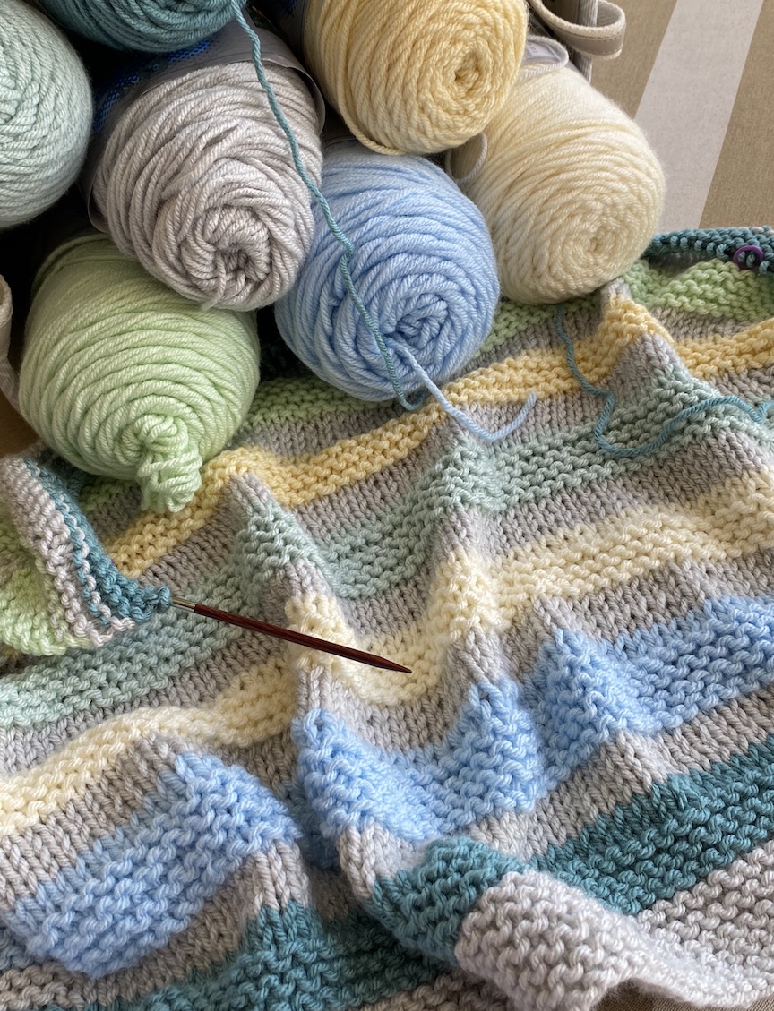 Knitting a Pastel Baby Blanket, Gender Neutral