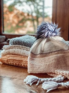 pompom hat and blankets