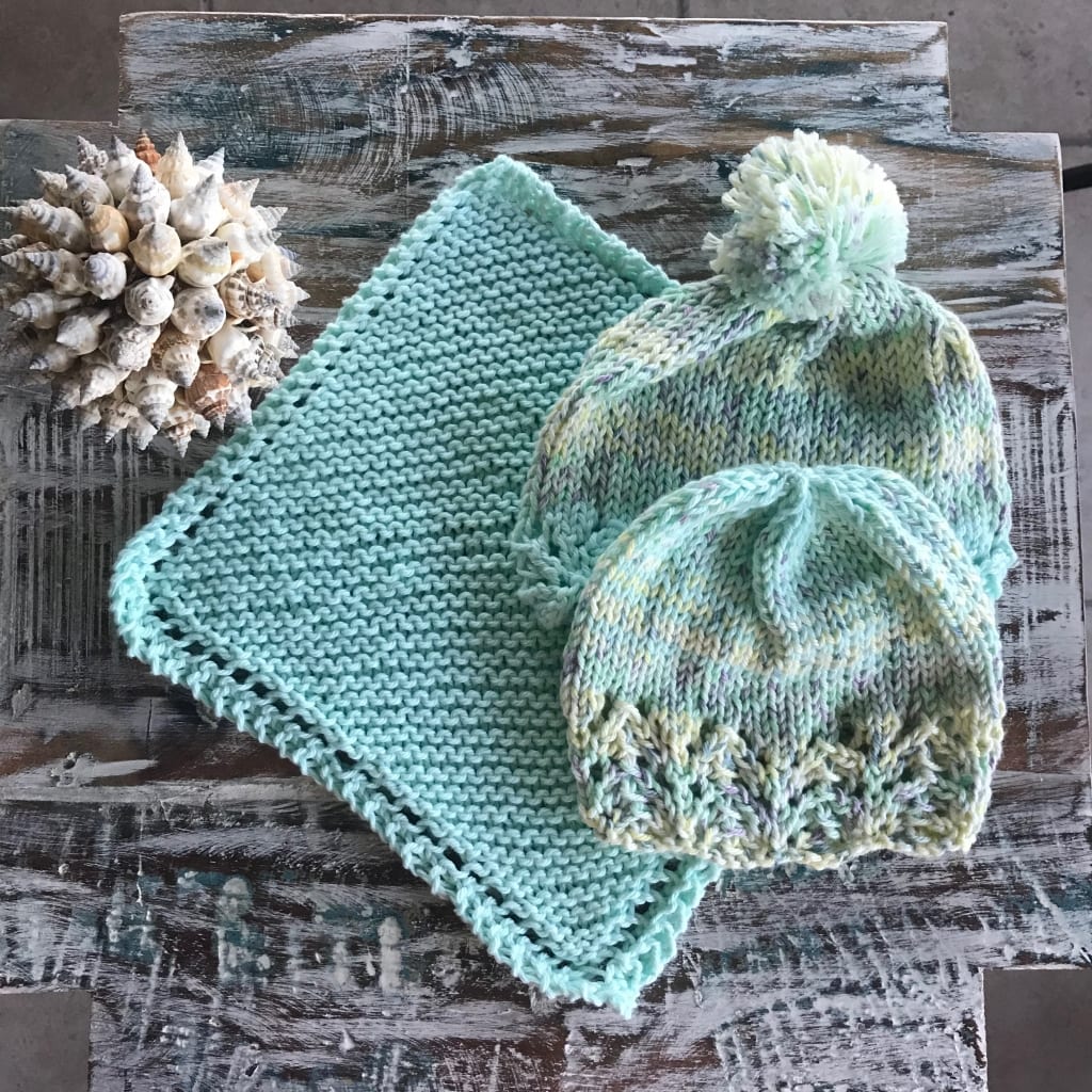 Lacy Brim Baby Hat & Baby Washcloth