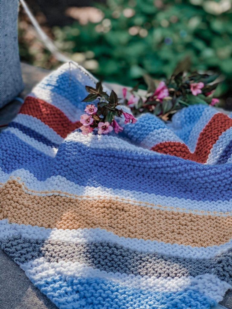 striped knit baby blanket
