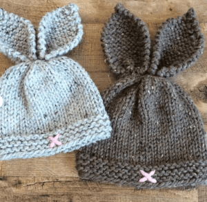 Rustic knit bunny hat