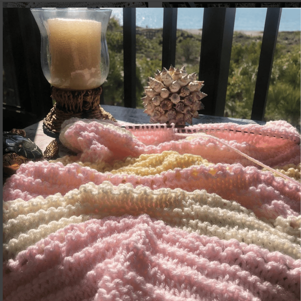 knitting at the beach