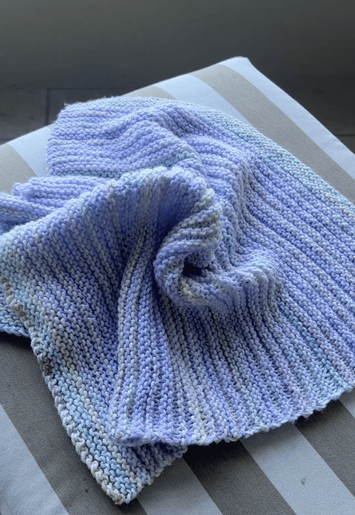 finished striped baby blanket