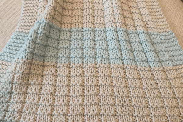 textured hand knit baby blanket
