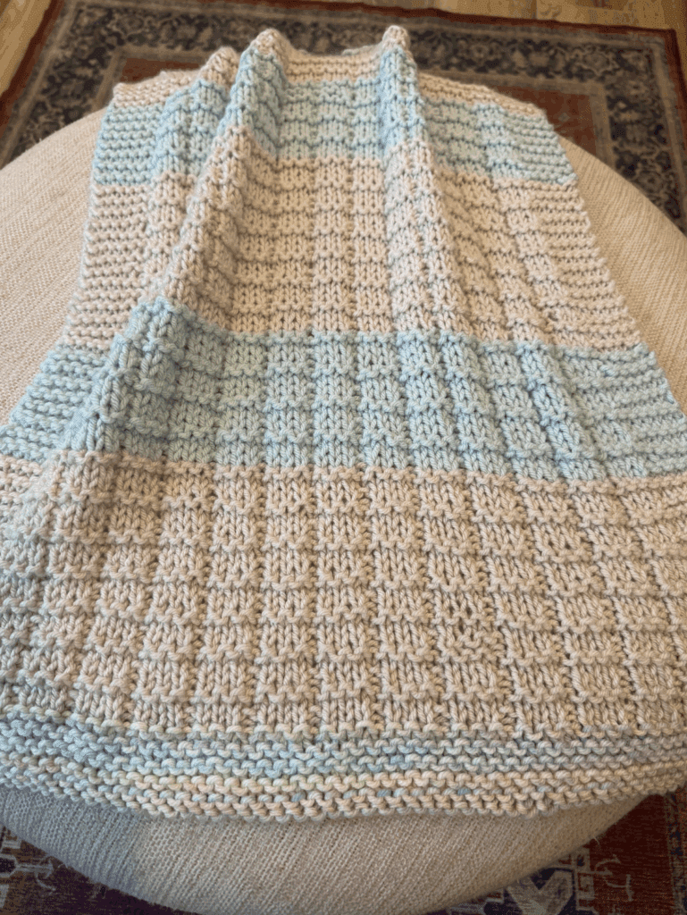 textured hand knit baby blanket
