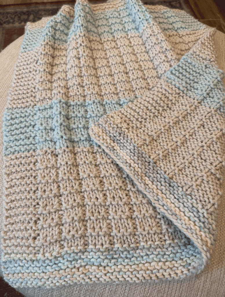 textured handknit baby blanket
