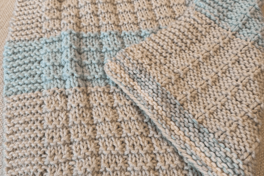 textured handknit baby blanket