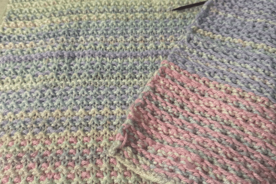 pastel slip stitch baby blanket
