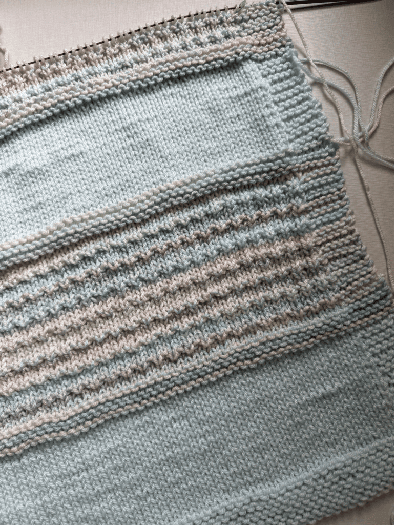 striped textured handknit baby blanket