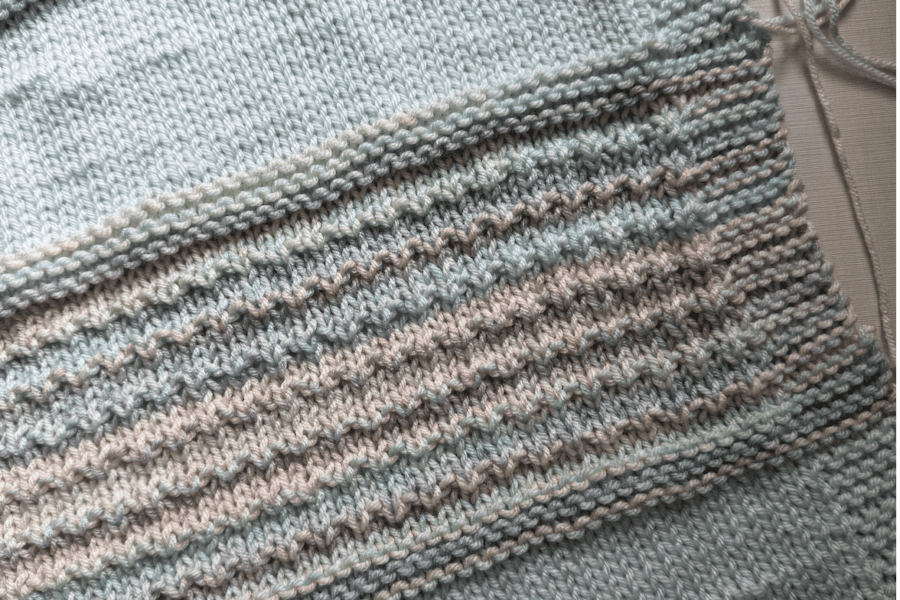striped textured handknit baby blanket