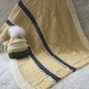 knit blanket and knit hat