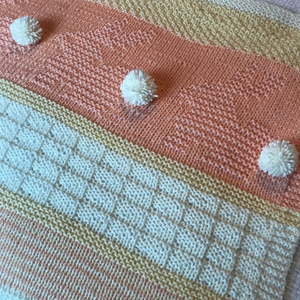 baby blanket peach and white with bunny design