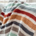 multi color striped handknit blanket