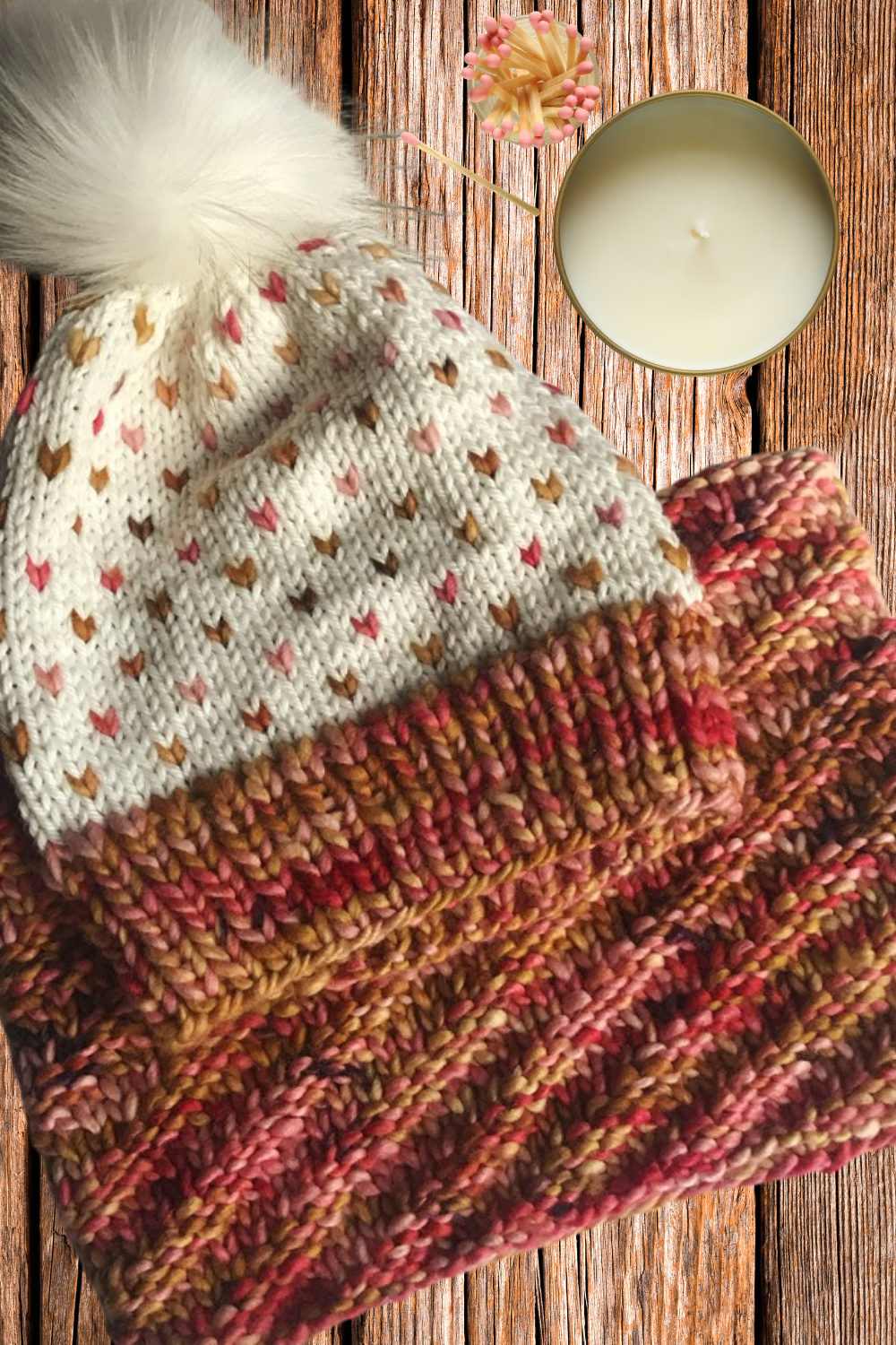 Knit hat and cowl set