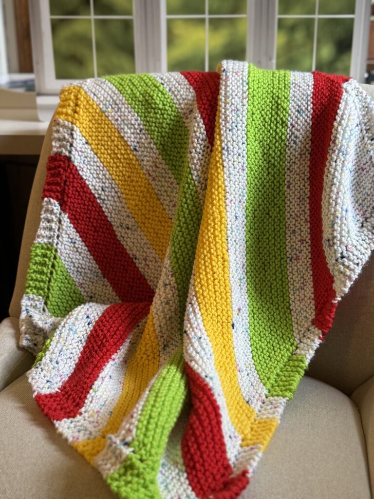 striped baby blanket in bright colors