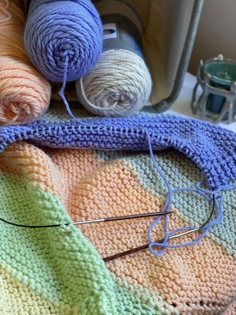 baby blanket and yarn
