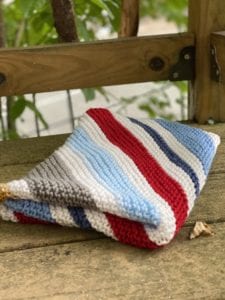 knitted striped blanket