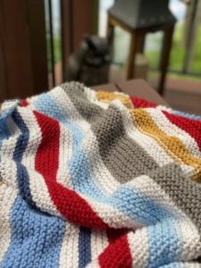 knitted striped blanket
