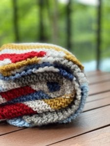 knitted striped blanket