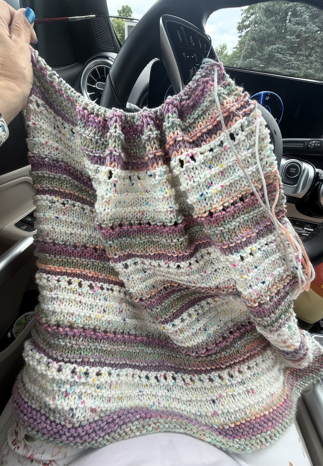 striped blanket in progress
