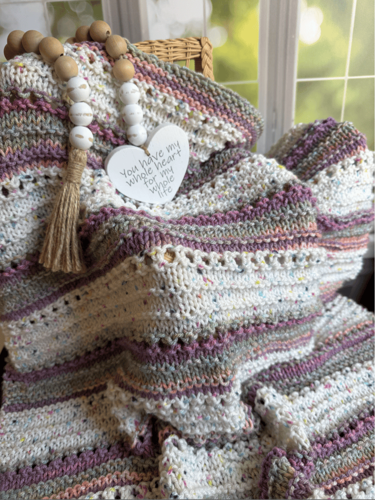striped handknit baby blanket