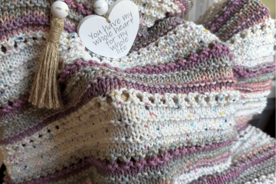 striped handknit baby blanket