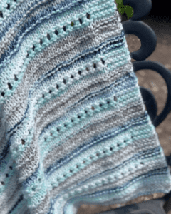 striped textured blue aqua and gray baby blanket