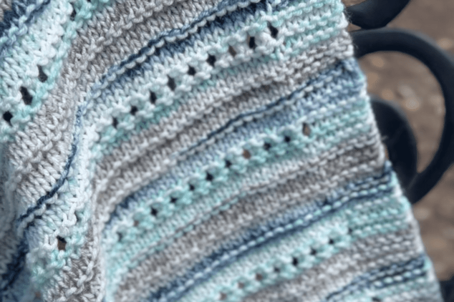 striped textured blue aqua and gray baby blanket