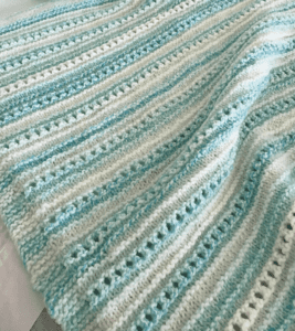 turquose and white baby blanket