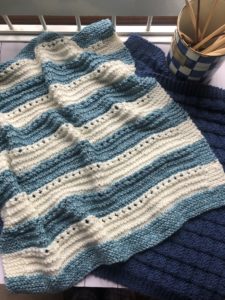 Knit baby blanket striped