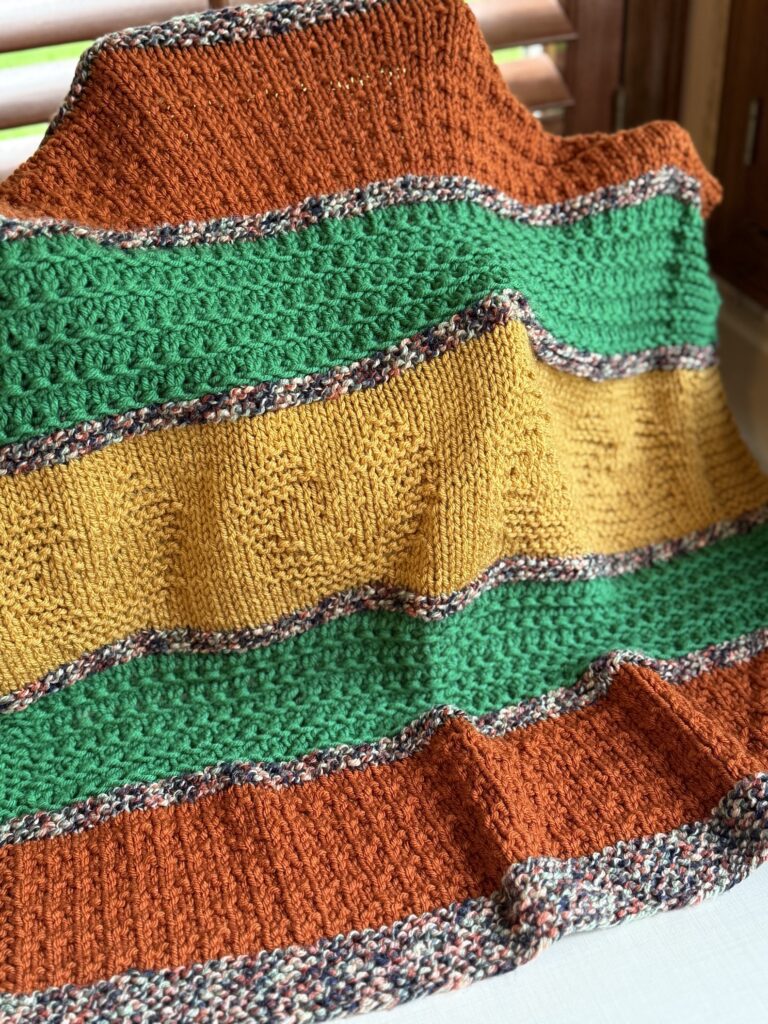 jungle theme knit blanket with outline of lions