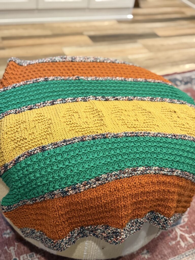 wide striped baby blanket with lions 