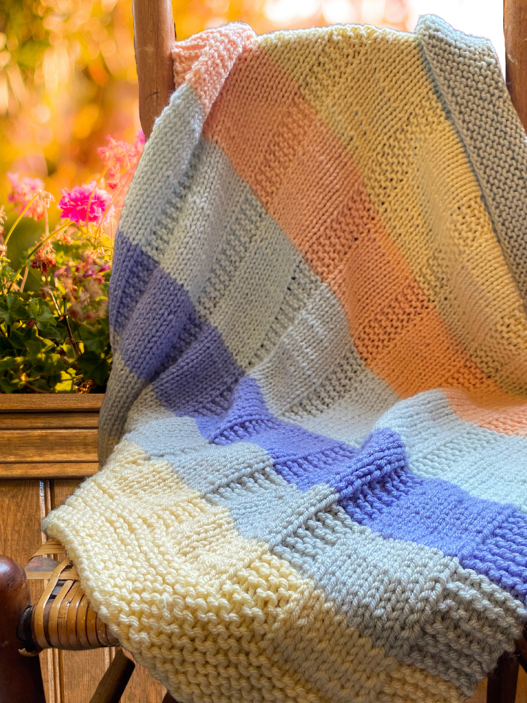 striped hand knit blanket