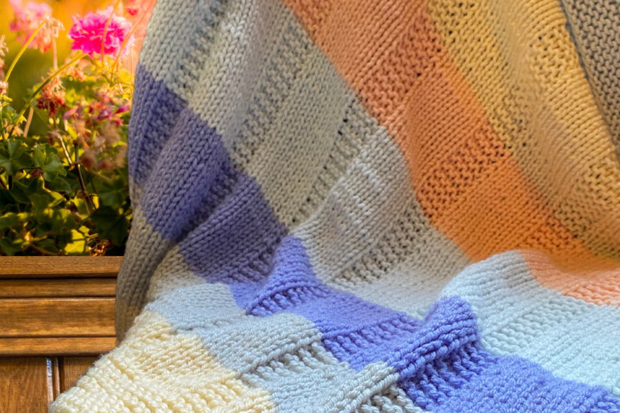 striped hand knit blanket